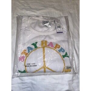 33 Revolutions Womens Stay Happy Graphic Sweatshirt White Size XXL